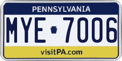 PA license plate MYE7006