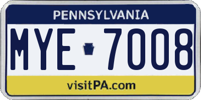 PA license plate MYE7008