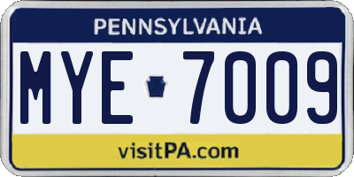 PA license plate MYE7009