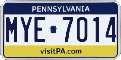 PA license plate MYE7014