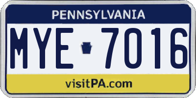 PA license plate MYE7016