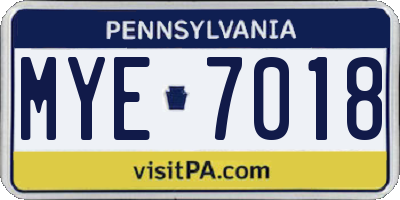 PA license plate MYE7018