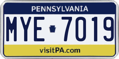 PA license plate MYE7019