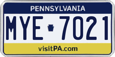 PA license plate MYE7021