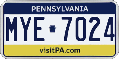PA license plate MYE7024