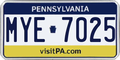 PA license plate MYE7025
