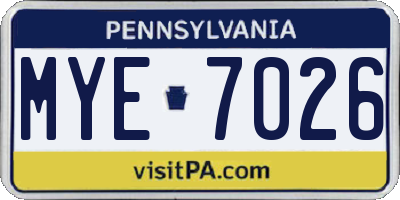 PA license plate MYE7026