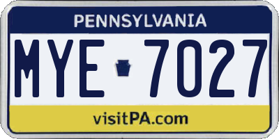PA license plate MYE7027