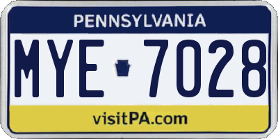 PA license plate MYE7028