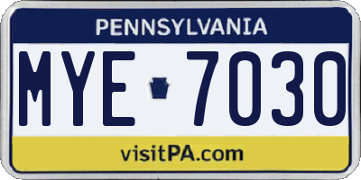 PA license plate MYE7030
