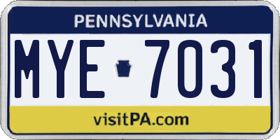 PA license plate MYE7031