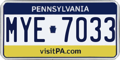 PA license plate MYE7033