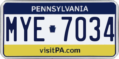 PA license plate MYE7034