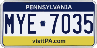 PA license plate MYE7035