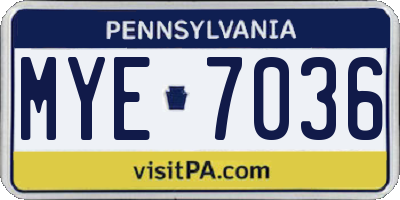 PA license plate MYE7036
