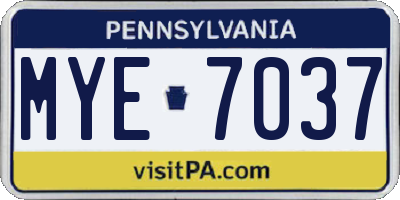 PA license plate MYE7037