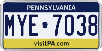 PA license plate MYE7038