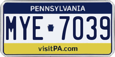 PA license plate MYE7039