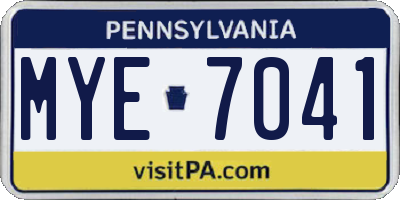 PA license plate MYE7041