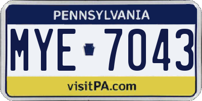PA license plate MYE7043