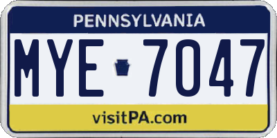 PA license plate MYE7047