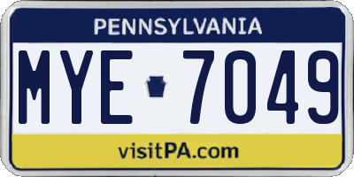 PA license plate MYE7049