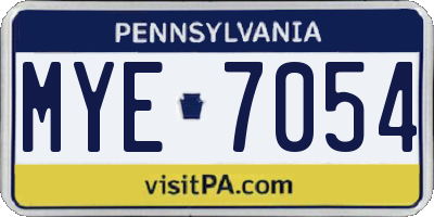 PA license plate MYE7054