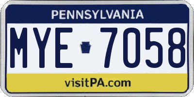 PA license plate MYE7058