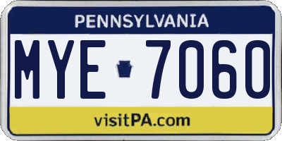 PA license plate MYE7060