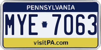 PA license plate MYE7063