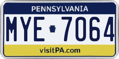 PA license plate MYE7064