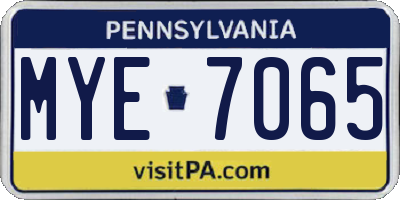 PA license plate MYE7065