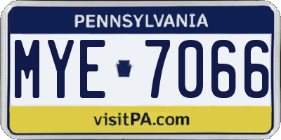 PA license plate MYE7066