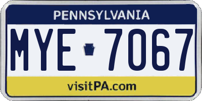 PA license plate MYE7067