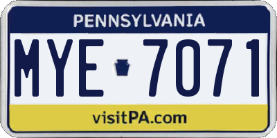 PA license plate MYE7071
