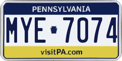 PA license plate MYE7074