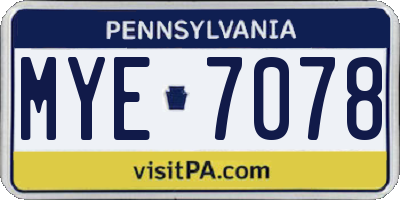 PA license plate MYE7078