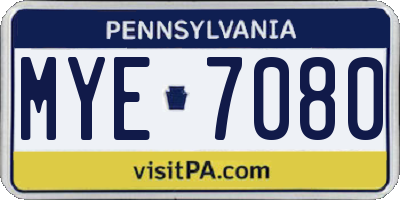 PA license plate MYE7080