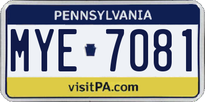 PA license plate MYE7081