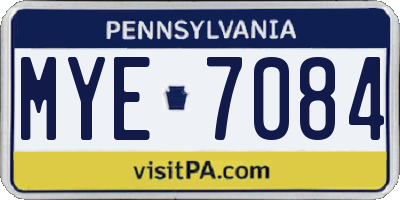 PA license plate MYE7084