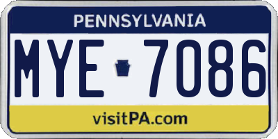 PA license plate MYE7086