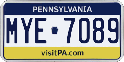 PA license plate MYE7089