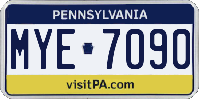 PA license plate MYE7090