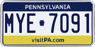 PA license plate MYE7091
