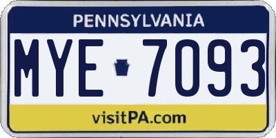 PA license plate MYE7093