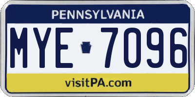 PA license plate MYE7096