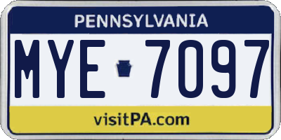 PA license plate MYE7097