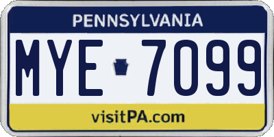 PA license plate MYE7099