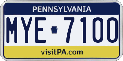 PA license plate MYE7100