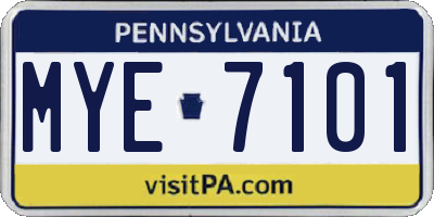 PA license plate MYE7101